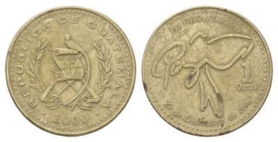 Гватемала 1 кетсаль 2000 KM 284 никель латунь 4663-826