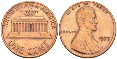 США 1 ЦЕНТ 1977 ЛИНКОЛЬН KM 201 медь цинк 188-321