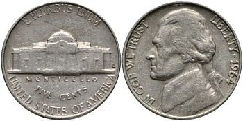 США 5 центов 1964 D, Джефферсон KM А192 медно-никель 4390-651