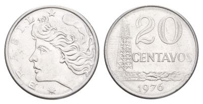 Бразилия 20 сентаво 1976 KM 579.1a нержавеющая сталь UNC 4642-1046