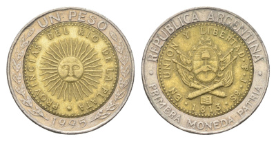 Аргентина 1 песо 1995 KM 112 биметалл 4663-636