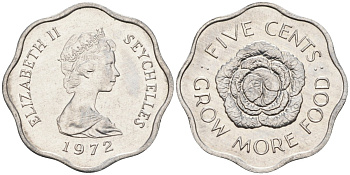 Сейшельские острова 5 центов 1972 FAO, цветок, Елизавета II KM 18 алюминий UNC 4588-639