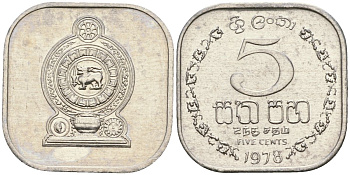 Шри-Ланка 5 центов 1978 KM 139a алюминий 4136-623