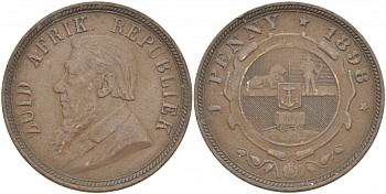 Южно-Африканская Республика, Трансвааль 1 пенни 1898 Пауль Крюгер KM 2 медь 180-831