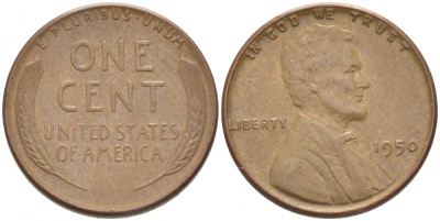 США 1 ЦЕНТ 1950 ЛИНКОЛЬН KM А132 медь цинк 3309-239