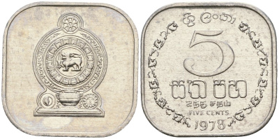 Шри-Ланка 5 центов 1978 KM 139a алюминий 4136-623