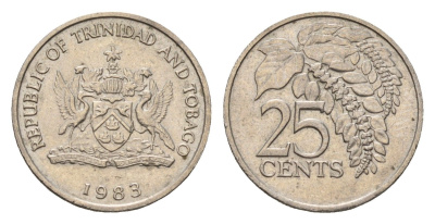 Тринидад и Тобаго 25 центов 1983 цветок дикая пуансеттия KM 32 медно-никель UNC 4669-822