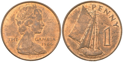 Гамбия 1 пенни 1966 KM 1 бронза 4121-952