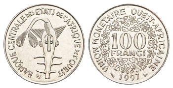 Западная Африка (BCEAO) 100 франков 1997 KM 4 никель UNC 4654-546