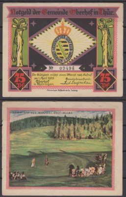 Оберхоф, гольф-клуб 75 пфеннигов 1922 бумага UNC (пресс) 8613-7-1-2