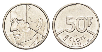 Бельгия 50 франков 1993 Belgie, Бодуэн I (1951-1993) KM 169 никель 4706-137