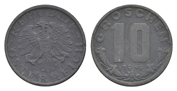 Австрия 10 грошей 1949 KM 2874 цинк 4632-645