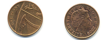 Великобритания 1 пенни 2009 Елизавета II (1952-2022) KM 1107, Spink B6 сталь плакированная медью 177-1156