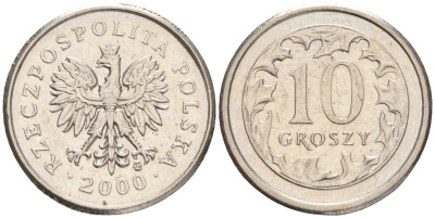 Польша 10 грошей 2000 MW KM 279, Parchimowicz 704g медно-никель 4528-333