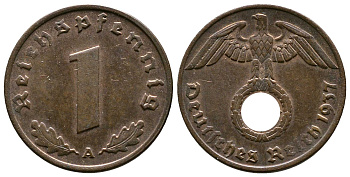 Германия 1 рейхспфенниг 1937 A KM 89, J. 361 бронза    220-233