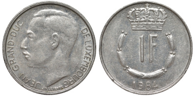 Люксембург 1 франк 1984 KM 55 медно-никель 4143-125