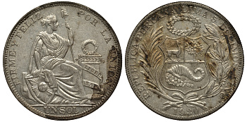 Перу 1 соль 1930 KM 218.2 серебро aUNC 272-845