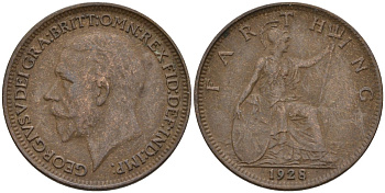 Великобритания 1 фартинг 1928 Георг V (1910-1936) KM 825, Spink 4061 бронза 4596-1018