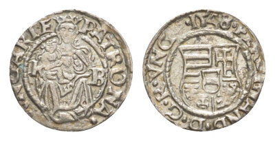 Венгрия 1 денар 1548 KB, Фердинанд I (1526-1564), мадонна с младенцем серебро EH 745a серебро 650-822