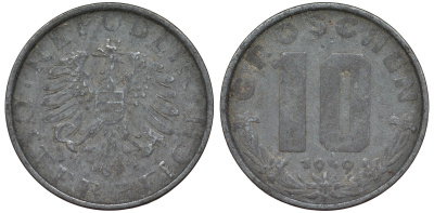 Австрия 10 грошей 1949 KM 2874 цинк 4163-234