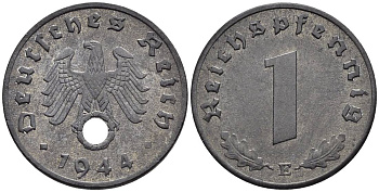 Германия 1 рейхспфенниг 1944 E KM 97, J. 369 цинк 4547-251