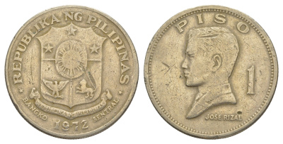Филиппины 1 писо 1972 Хосе Рицаль KM 203 медь цинк никель 4645-721