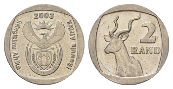ЮАР 2 ранда 2003 KM 335 медь плакированная никелем 4626-1232