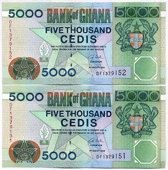 Гана 5000 седи 2003 4 августа 2003, корабли в порту, сплав древесины Pick 34i бумага UNC (пресс) 448-19-3