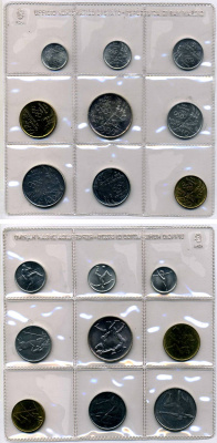 Сан-Марино набор из 9 монет 1980 официальный выпуск в целлофановой запайке (1-500 лир), Олимпиада KM 102-110, MS16   UNC  7-6-1-20