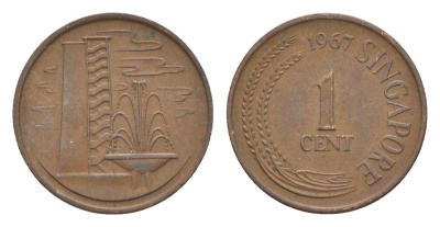 Сингапур 1 цент 1967 KM 1 бронза 4640-644