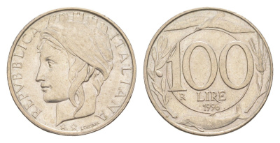 Италия 100 лир 1996 KM 159 медно-никель 4549-326