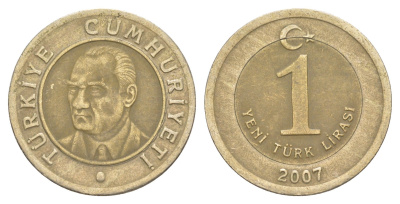 Турция 1 лира 2007 Кемаль Ататюрк KM 1169 биметалл 4648-812