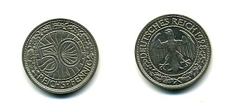 Германия 50 рейхспфеннигов 1928 A KM 49, J.324 никель 179-639