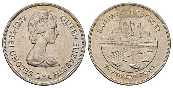 Джерси 25 пенсов 1977 25 лет правления Елизаветы II KM 44 медно-никель 71-1313