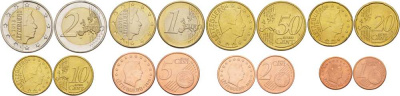 Люксембург евронабор 8 монет 2010 (1, 2, 5, 10, 20, 50 евроцентов, 1, 2 евро) KM 75, 76, 77, 89, 90, 91, 92, 93 биметалл UNC N4-55