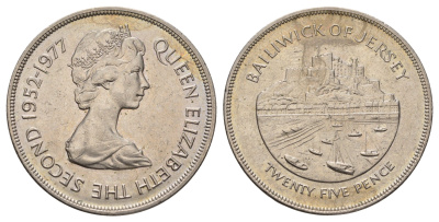 Джерси 25 пенсов 1977 25 лет правления Елизаветы II KM 44 медно-никель 1066-7-22