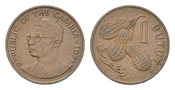 Гамбия 1 бутут 1971 KM 8 бронза 4668-554