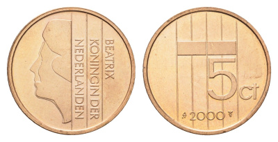 Нидерланды 5 центов 2000 Беатрикс (1980-2013) KM 202 бронза UNC 4684-1242