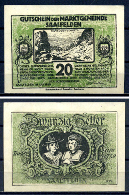 Заальфельд (Зальцбург) 20 геллеров 1920 Jaksc/Pick?JPR0859b-20 бумага aUNC 7556-25-1-2