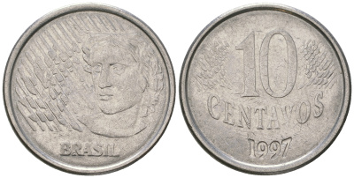 Бразилия 10 сентаво 1997 голова свободы KM 633 нержавеющая сталь 4641-332