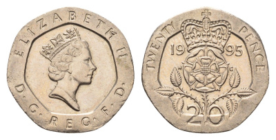 Великобритания 20 пенсов 1995 Елизавета II (1952-2022) KM 939, Spink 4361 (G2) медно-никель 4696-847