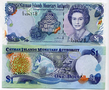 Каймановы острова 1 доллар 2006 Елизавета II (1952-2022), рыбка, серия С/6 Pick 33c бумага UNC (пресс) 00-00