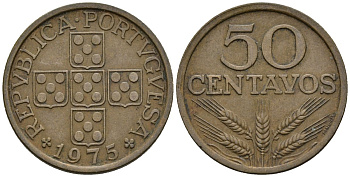 Португалия 50 сентаво 1975 KM 596 бронза 4148-352