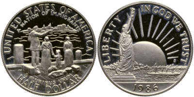 США 1/2 доллара (50 центов) 1986 D, США нация иммигрантов, статуя свободы KM 212 медь плакированная медно-никелем PROOF 1530-733