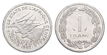 Центральная Африка (BEAC) 1 франк 1992 KM 8 алюминий UNC 4652-1031