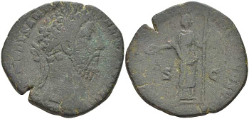 Римская Империя сестерций 190 Коммод, M COMMODVS ANT P FELIX AVG BRIT / CONC COMMODI P M TR P XVI COS VI S C, Рим, (степень редкости R) RIC 585 бронза 1073-7-51