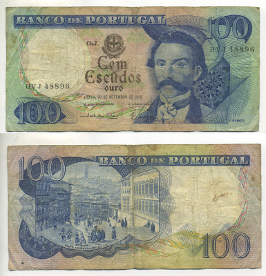 ПОРТУГАЛИЯ 100 ЭСКУДО 1978 20 СЕНТЯБРЯ 1978, КАМИЛУ КАШТЕЛУ БЛАНКУ, 19 ВЕК ГОРОД ПОРТУ Pick 169b бумага 7552-45-1