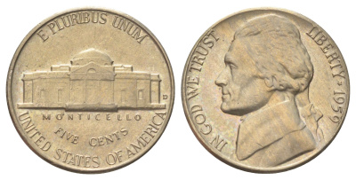 США 5 центов 1959 D KM A192 медно-никель UNC 4668-948