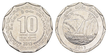Шри-Ланка 10 рупий 2013 серия административные округа Шри Ланки, Бадулла, водопад KM 193 нержавеющая сталь UNC 4635-923