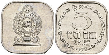 Шри-Ланка 5 центов 1978 KM 139a алюминий 4136-636